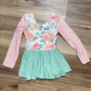 Cheeky Plum Floral and Striped Long Sleeve leotard